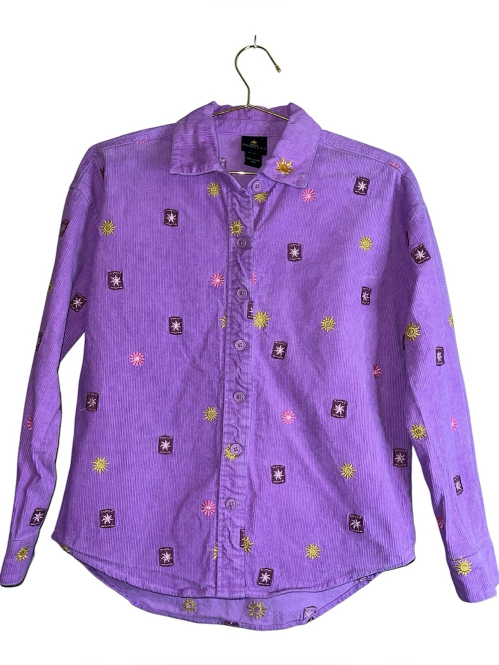 Disney Princess Soft Purple Tangled Lanterns Corduroy Embroidered Shacket Sz XS